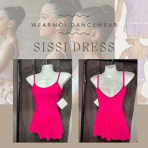 NEW Wear Moi Sissi Leotard Tulle Skirt V-back Dress Adult FUSHIA (Pink)